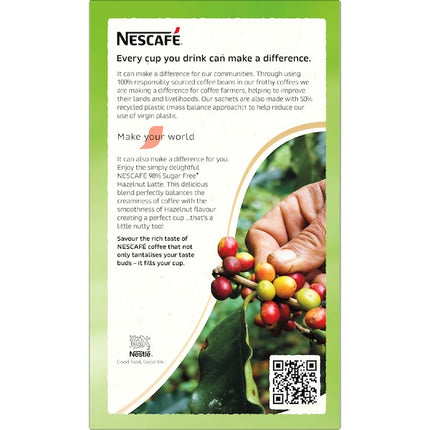 Nescafe 98% Sugar Free Hazelnut Latte Coffee Sachets 10 Pack