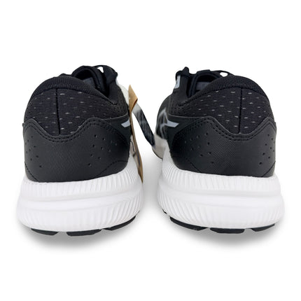 Heel view of ASICS GEL-Contend 8 extra wide men’s runners – Black/White