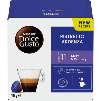 Nescafe Dolce Gusto Ristretto Ardenza Coffee Capsules 96 Pack (6 x 16) - Spicy & Peppery
