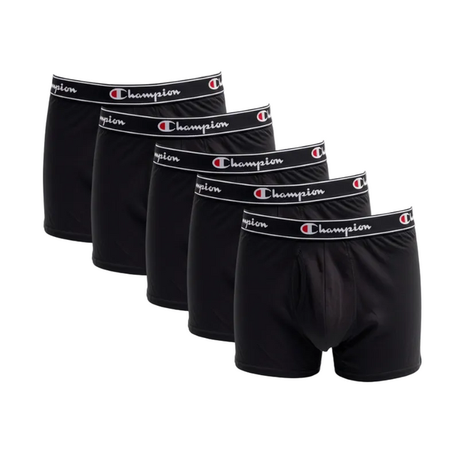 Champion Men X-Temp Double Dry Boxer Briefs 5 Pack Black
