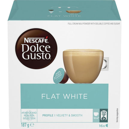 Nescafe Dolce Gusto Flat White Coffee Capsules 96 Pack (6 x 16) - Smooth & Creamy