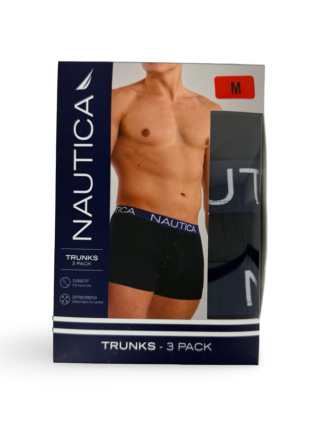 Nautica Cotton Stretch Trunk 3 pack - Black with Navy Band