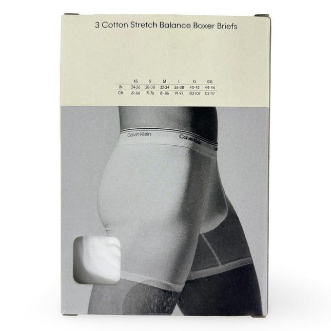Calvin Klein Men’s Cotton Stretch Balance Boxer Briefs 3 Pack – Black/Grey/White