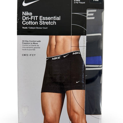 Nike Cotton Stretch Trunks 3 Pack - Black/Blue/Cobalt