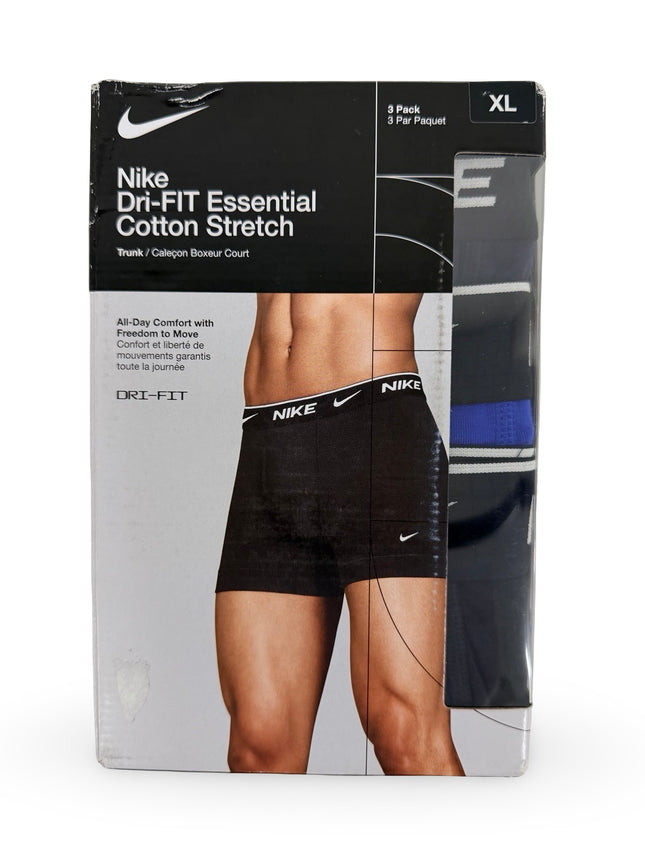Nike Cotton Stretch Trunks 3 Pack - Black/Blue/Cobalt