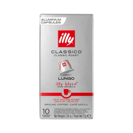 Illy Lungo Classico Coffee Capsules Medium Roast – 10 Pack (Compatible with Nespresso Original Machines)