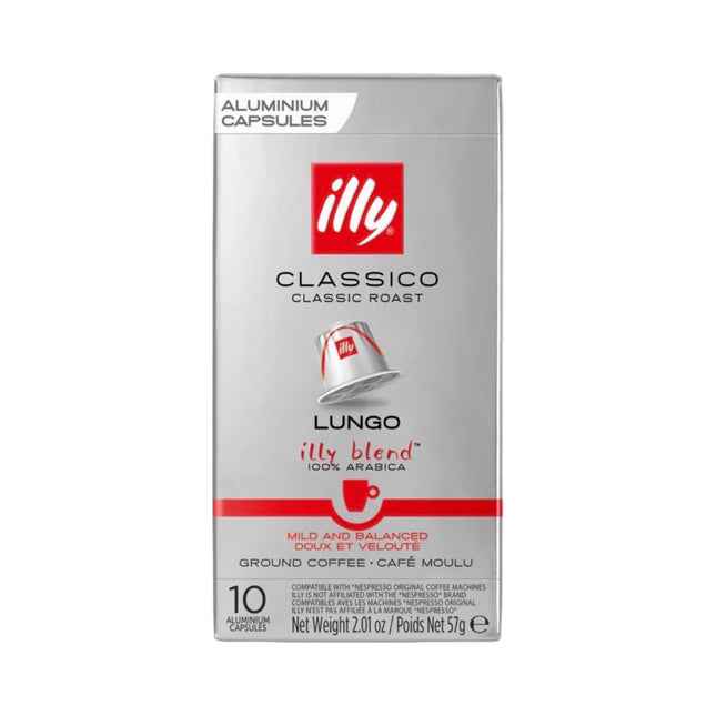 Illy Lungo Classico Coffee Capsules Medium Roast – 10 Pack (Compatible with Nespresso Original Machines)