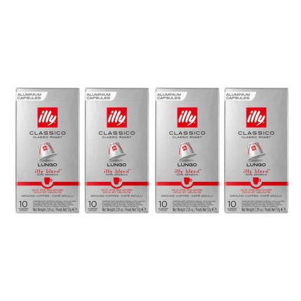 Illy Lungo Classico Coffee Capsules Medium Roast – 40 Pack (Compatible with Nespresso Original Machines)