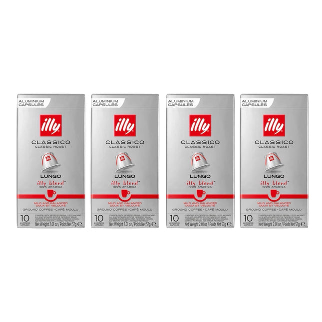 Illy Lungo Classico Coffee Capsules Medium Roast – 40 Pack (Compatible with Nespresso Original Machines)