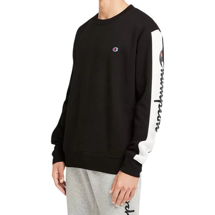 Champion Panel Crew Sweatshirt Mens Fleece Pullover - Black