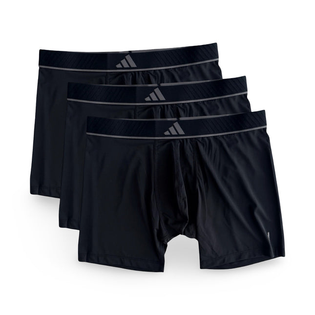 Adidas Mens Active Microflex Boxer Briefs Underwear 3 Pack – Black