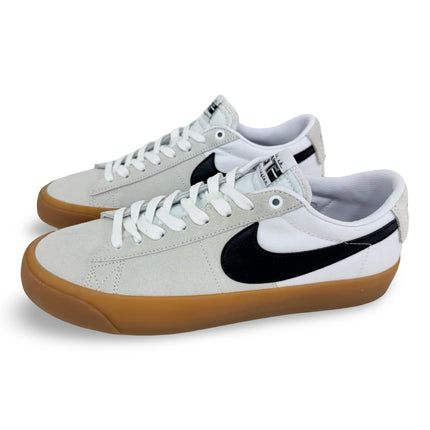 Top view of Nike SB Zoom Blazer Low Pro GT men’s skate shoes – White upper with black swoosh