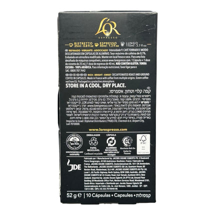 L'OR Espresso Decaf Ristretto Coffee Capsules Intensity 9 – 100 Pack (Compatible with Nespresso Original Machines)