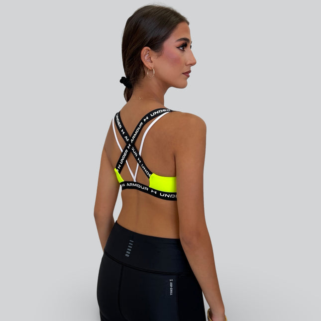 Under Armour women’s low-support sports bra worn for yoga and light training activities