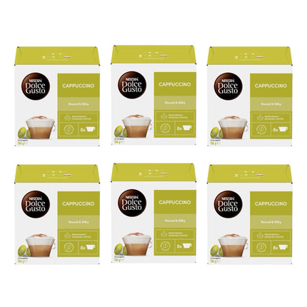 Nescafe Dolce Gusto Cappuccino Coffee Capsules 96 Pack (6 x 16) - Rich & Creamy