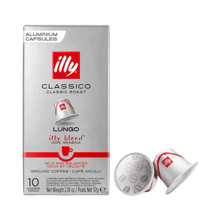 Illy Lungo Classico Coffee Capsules Medium Roast – 10 Pack (Compatible with Nespresso Original Machines)