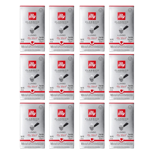 Illy Lungo E.S.E. Coffee Pods Medium Roast – 216 Pack (12 x 18)