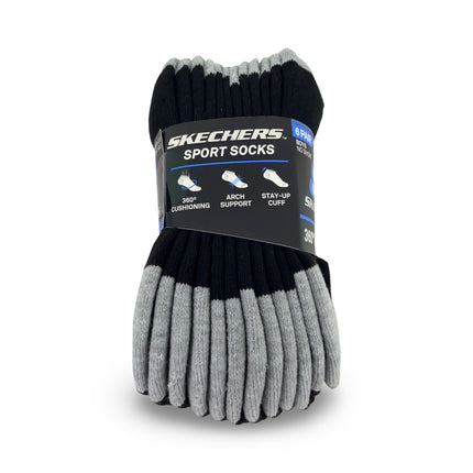 Skechers Boys No Show Socks 6 Pack Black Grey Sock Size 7–8.5