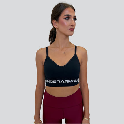Under Armour Women’s Seamless Low-Support Long Sports Bra – Black/Grey