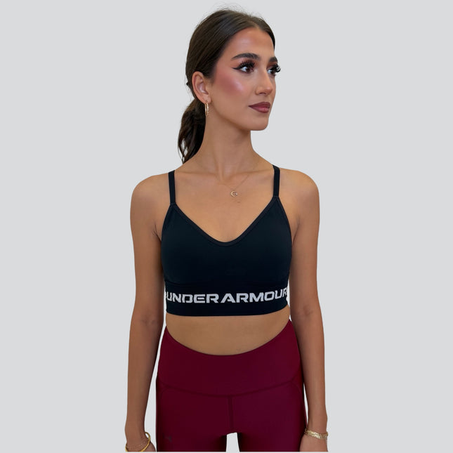 Under Armour Women’s Seamless Low-Support Long Sports Bra – Black/Grey