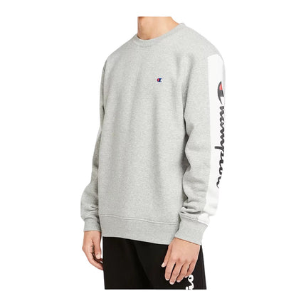 Champion Panel Crew Sweatshirt Mens Fleece Pullover - Heather Grey
