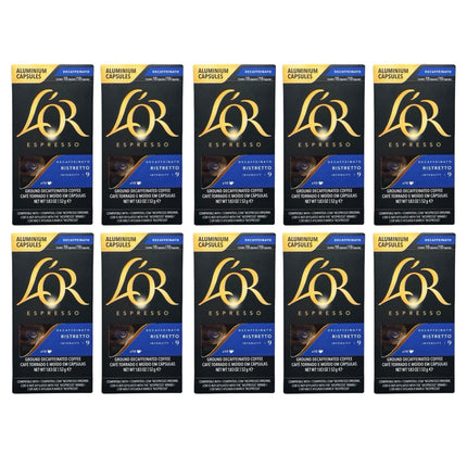 L'OR Espresso Decaf Ristretto Coffee Capsules Intensity 9 – 100 Pack (Compatible with Nespresso Original Machines)