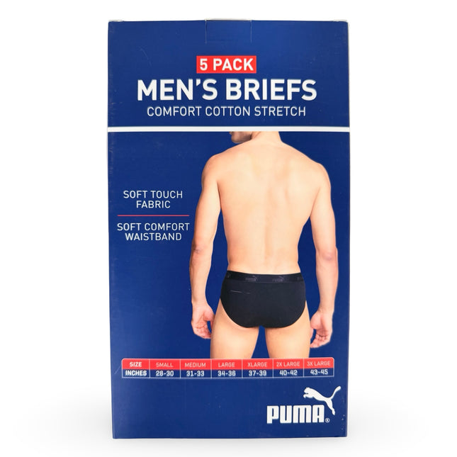 Puma Cotton Stretch Briefs 5 Pack - Black