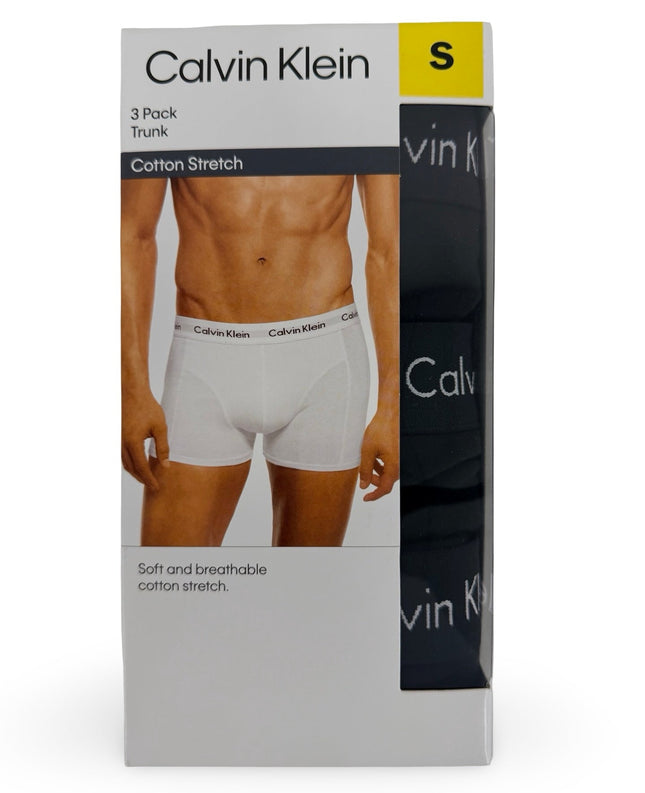 Calvin Klein Men's Cotton Stretch Trunk 3 Pack – Black