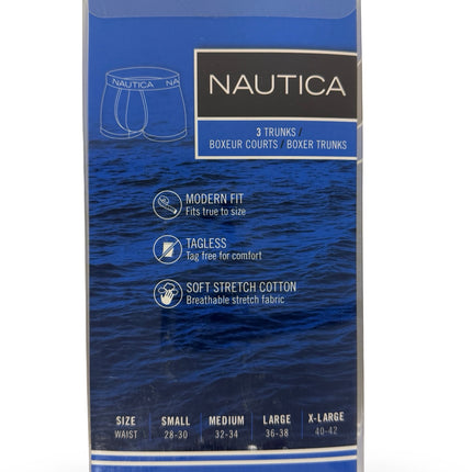 Nautica Cotton Stretch Trunk 3 pack - Peacoat/Sea Cobalt/Aero Blue