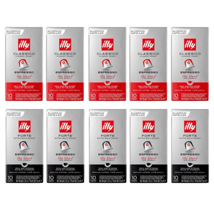 Illy Coffee Capsules Medium & Dark Roast – 100 Pack (Classico & Forte – Compatible with Nespresso Original Machines)