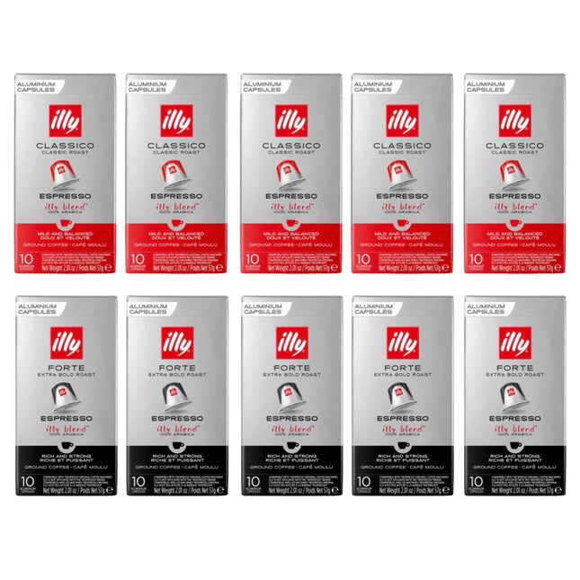 Illy Coffee Capsules Medium & Dark Roast – 100 Pack (Classico & Forte – Compatible with Nespresso Original Machines)