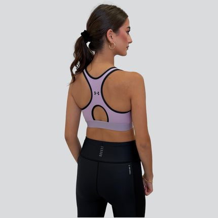 Back view showing keyhole racerback design on Under Armour sports bra