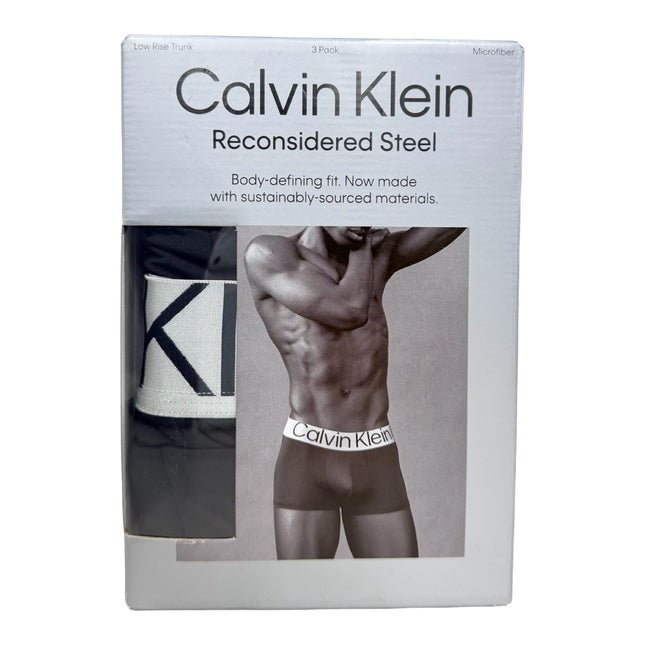 Calvin Klein Men's Reconsidered Steel Microfiber Trunk 3 Pack – Black