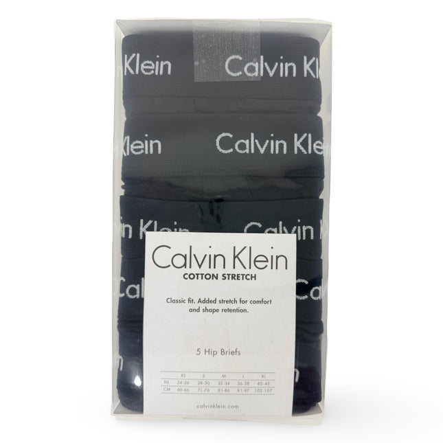 Calvin Klein Men’s Cotton Stretch Hip Brief 5 Pack – Black