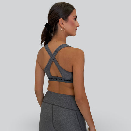 Close-up of Under Armour HeatGear fabric on women’s sports bra