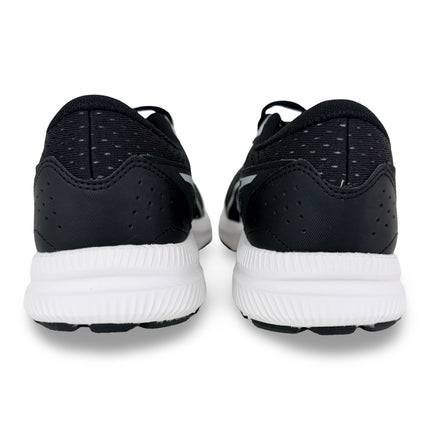 Heel view of ASICS GEL-Contend 8 men’s cushioned running shoes – Black/White