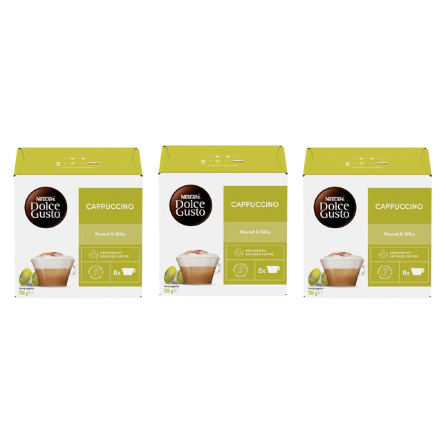 Nescafe Dolce Gusto Cappuccino Coffee Capsules 48 Pack (3 x 16) – Rich & Creamy