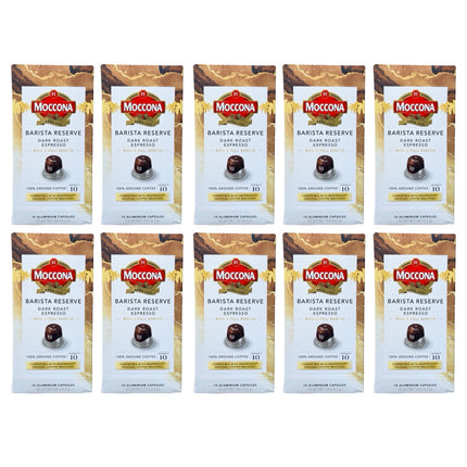 Moccona Barista Reserve Dark Espresso Coffee Capsules Intensity 10 – 100 Pack (Compatible with Nespresso Original Machines)