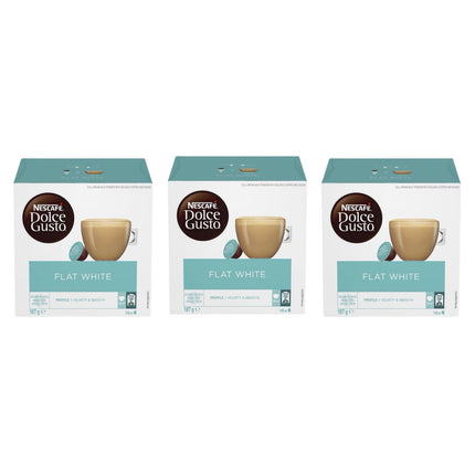 Nescafe Dolce Gusto Flat White Coffee Capsules 48 Pack (3 x 16) - Smooth & Creamy