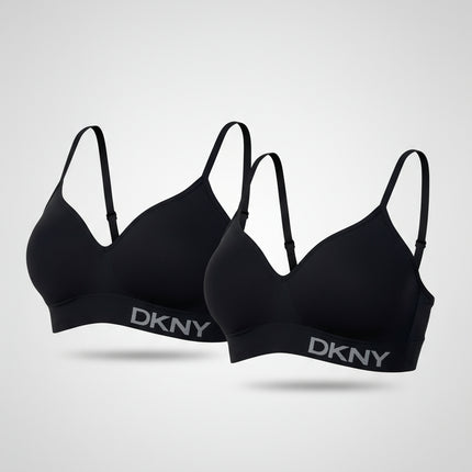 DKNY Women's Seamless Bra 2 Pack - Black/Black