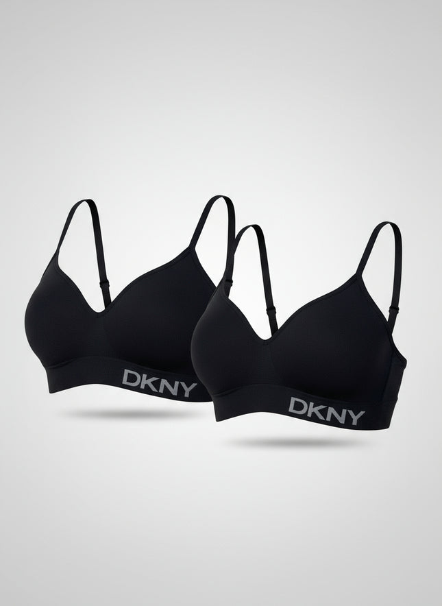 DKNY Women's Seamless Bra 2 Pack - Black/Black
