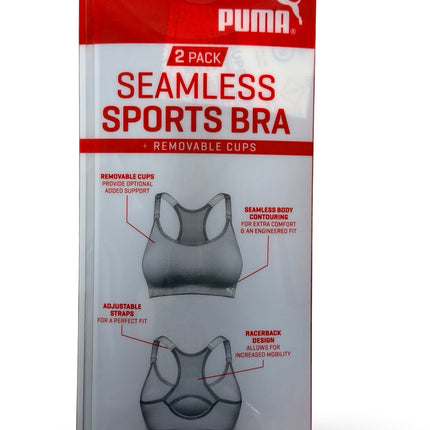 Puma Women's Seamless Sports Bra 2 Pack - Black/Grey