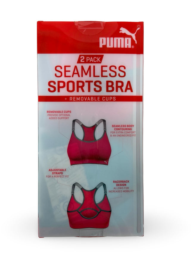 Puma Women's Seamless Sports Bra 2 Pack - Blue/Pink