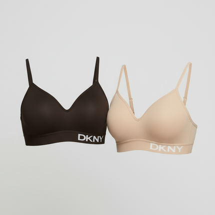 DKNY Women's Seamless Bra 2 Pack - Brown/Tan