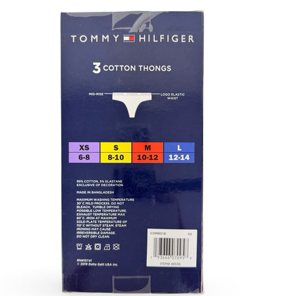 Tommy Hilfiger Cotton Thongs 3 Pack - Red/Navy/Print