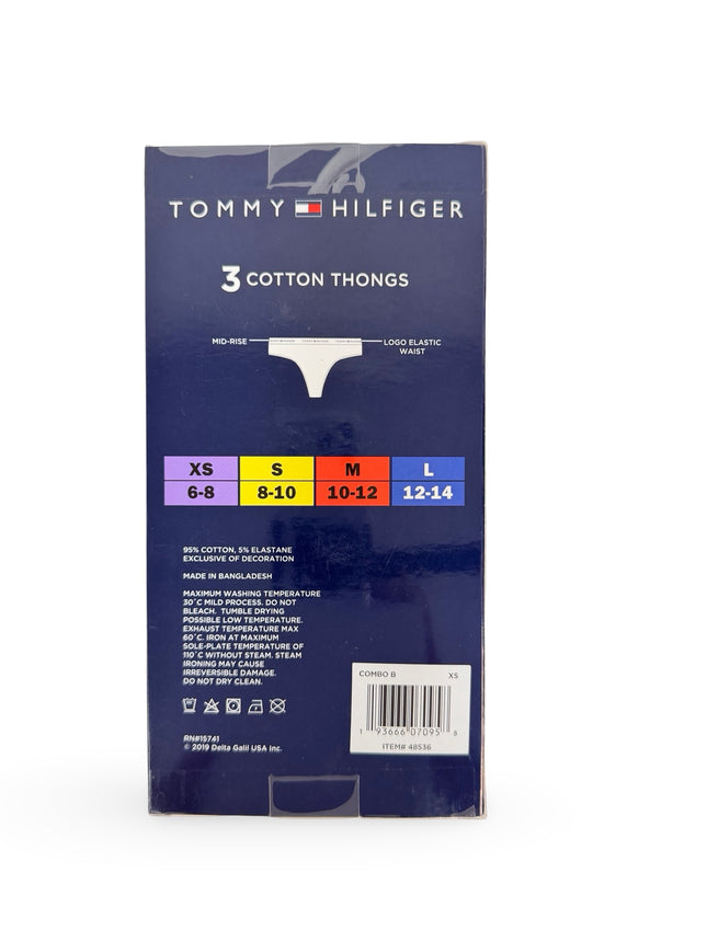 Tommy Hilfiger Cotton Thongs 3 Pack - Red/Navy/Print