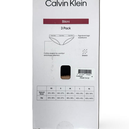 Calvin Klein Women's Cotton Stretch Bikini 3 Pack - Black/Black/Tan