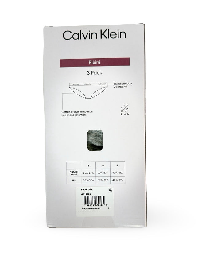 Calvin Klein Women's Cotton Stretch Bikini 3 Pack - Black/Grey/White