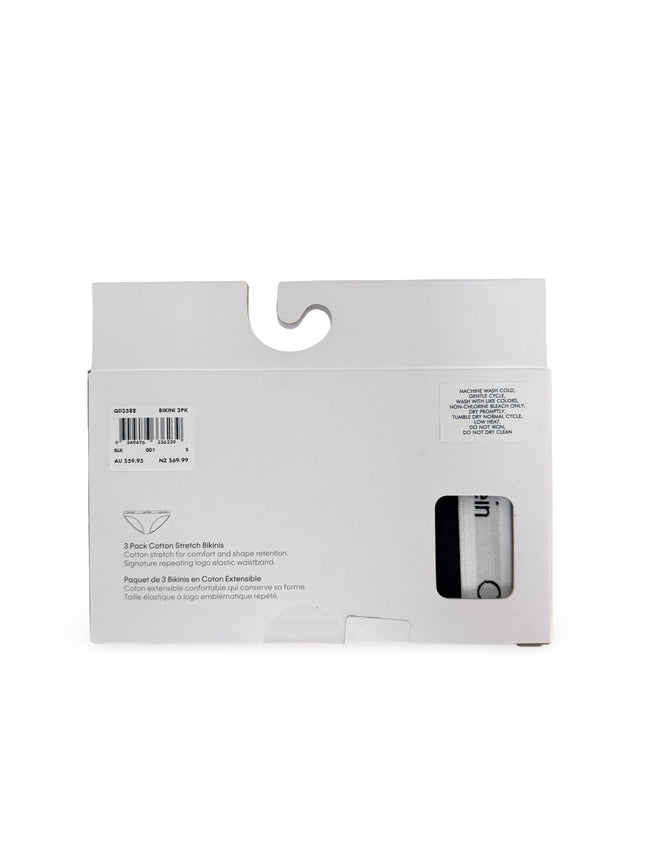 Calvin Klein Cotton Stretch Bikini 3 Pack - Black/Black/Black