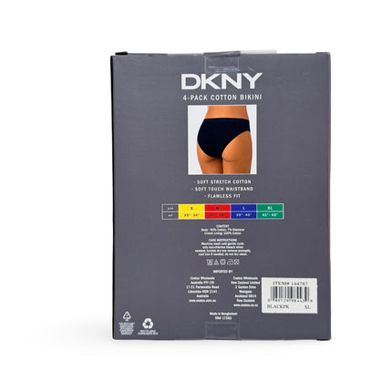 DKNY Women's Cotton Bikini 4 Pack - Black